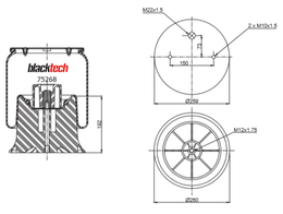 Oro pagalvė su plastikiniu padu BLACKTECH Oro pagalvė su plastikiniu padu BLACKTECH