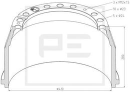Būgnas stabdžių 410x180 PE